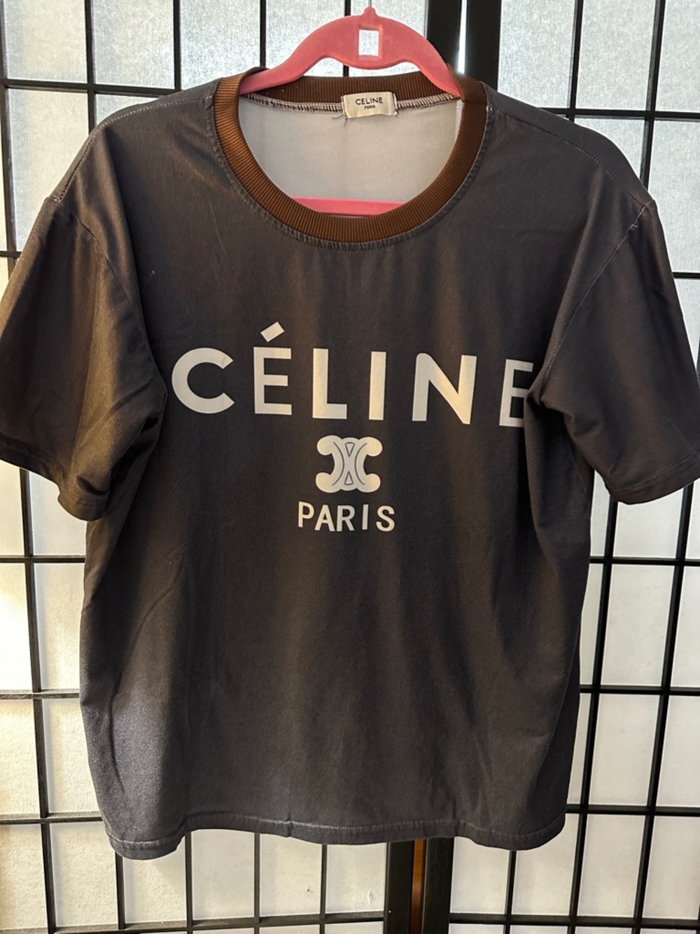 Paris Celine Womens Logo Tee in Black